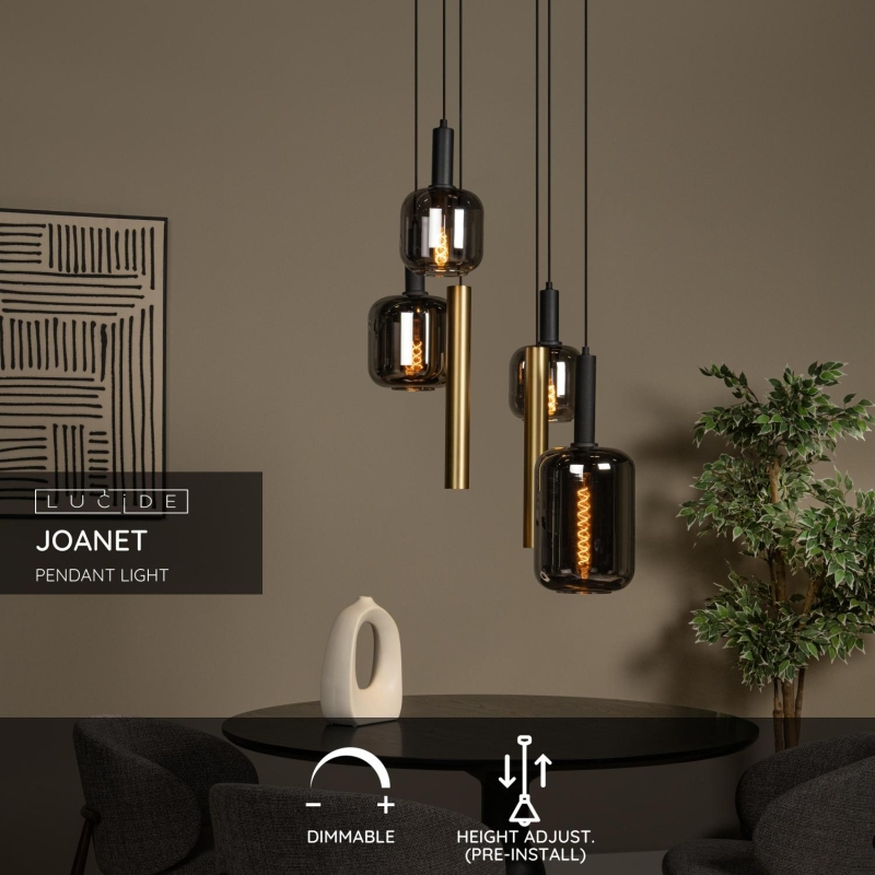 Lucide JOANET - Pendant light - Ø 65 cm - 4xE27 - Brass
